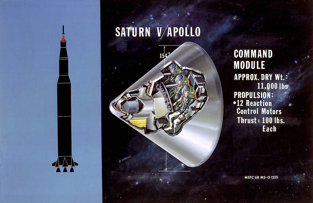 cutaway illustration of the Saturn V command module