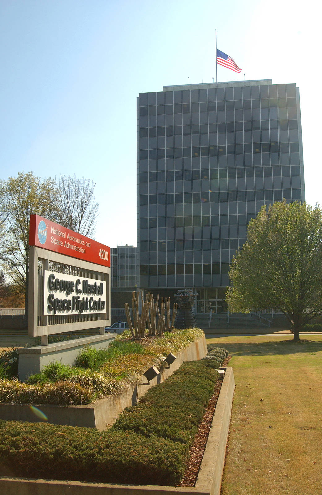 Marshall Space Flight Center's Building 4200 administrative complex, on Rideout Road on Redstone Arsenal.