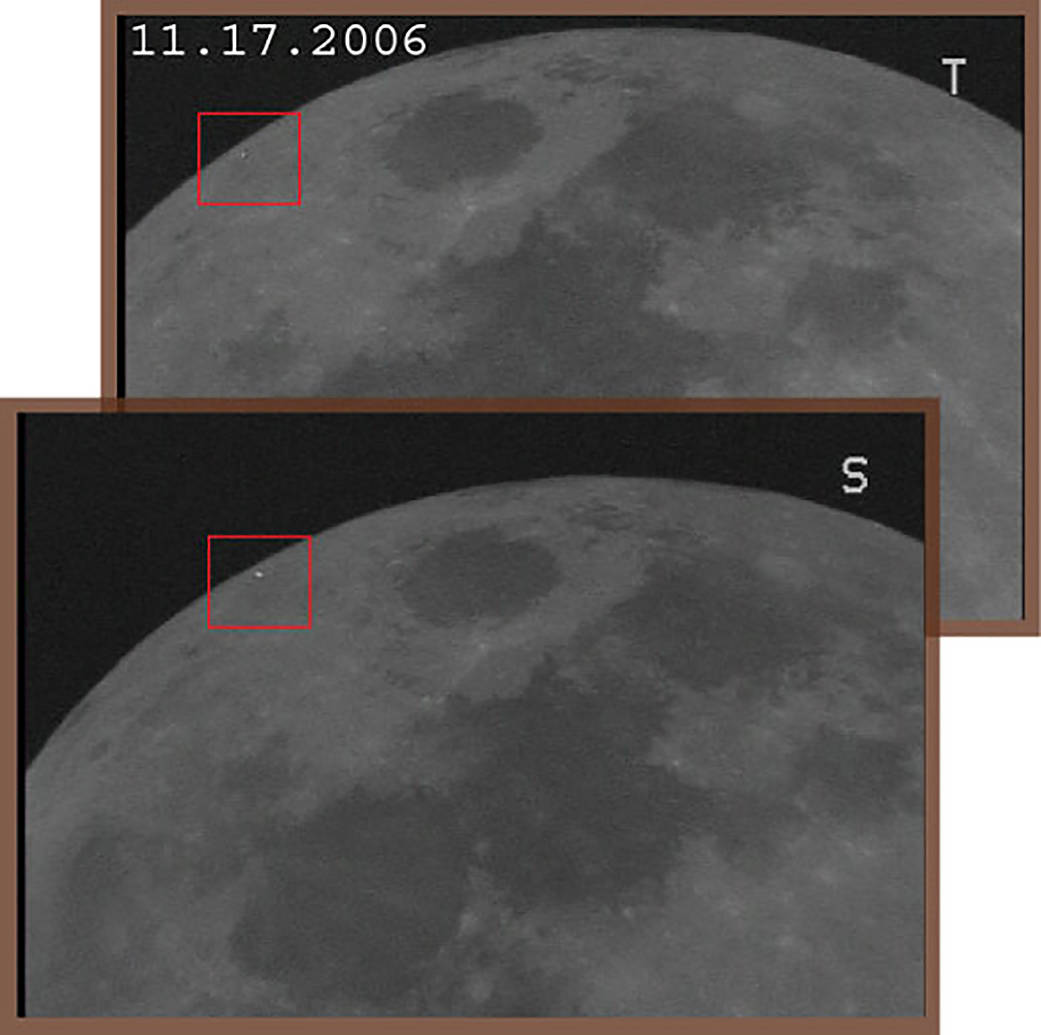 Simultaneous observations of the moon are performed in order to rule out flashes from noise and satellites.