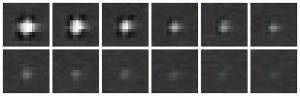 Individual video frames of the May 2, 2006 lunar impact flash as observed from the Automated Lunar and Meteor Observatory.