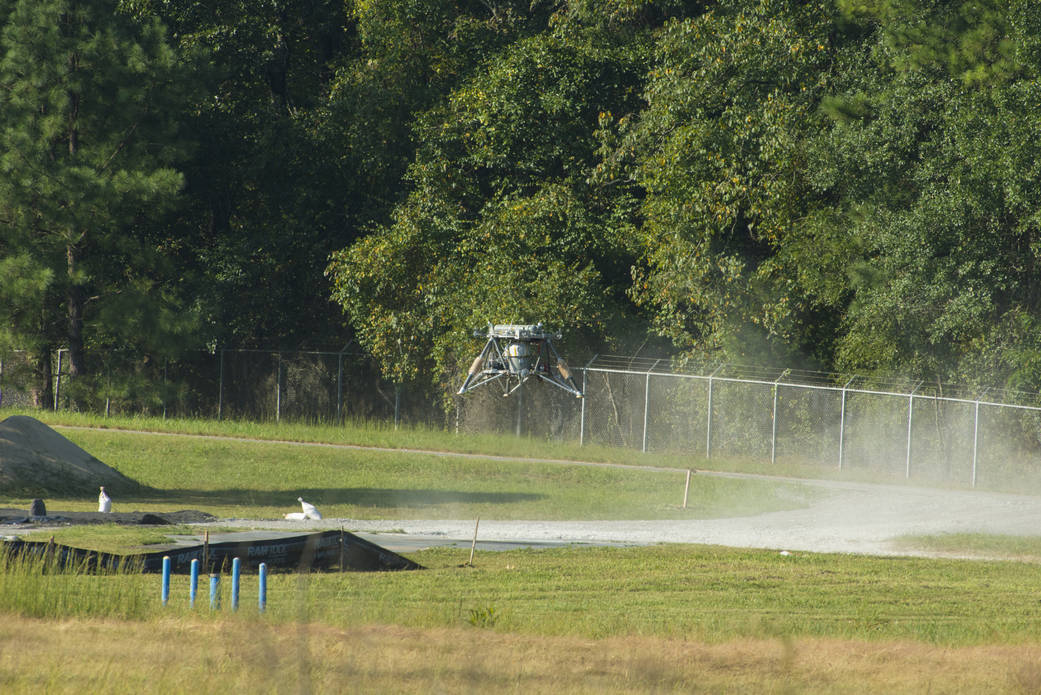 Mighty Eagle descends to the landing field. 