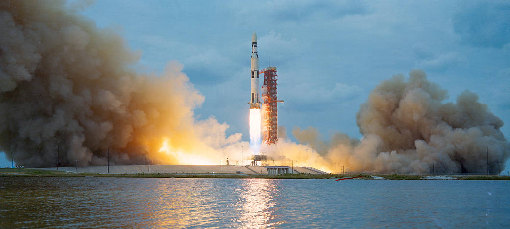 Launch of Saturn V rocket from Kennedy Space Center with Skylab 1 aboard
