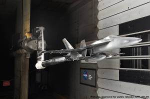 EA-18G Model being tested in the 11-by 11-foot Transonic Wind Tunnel.