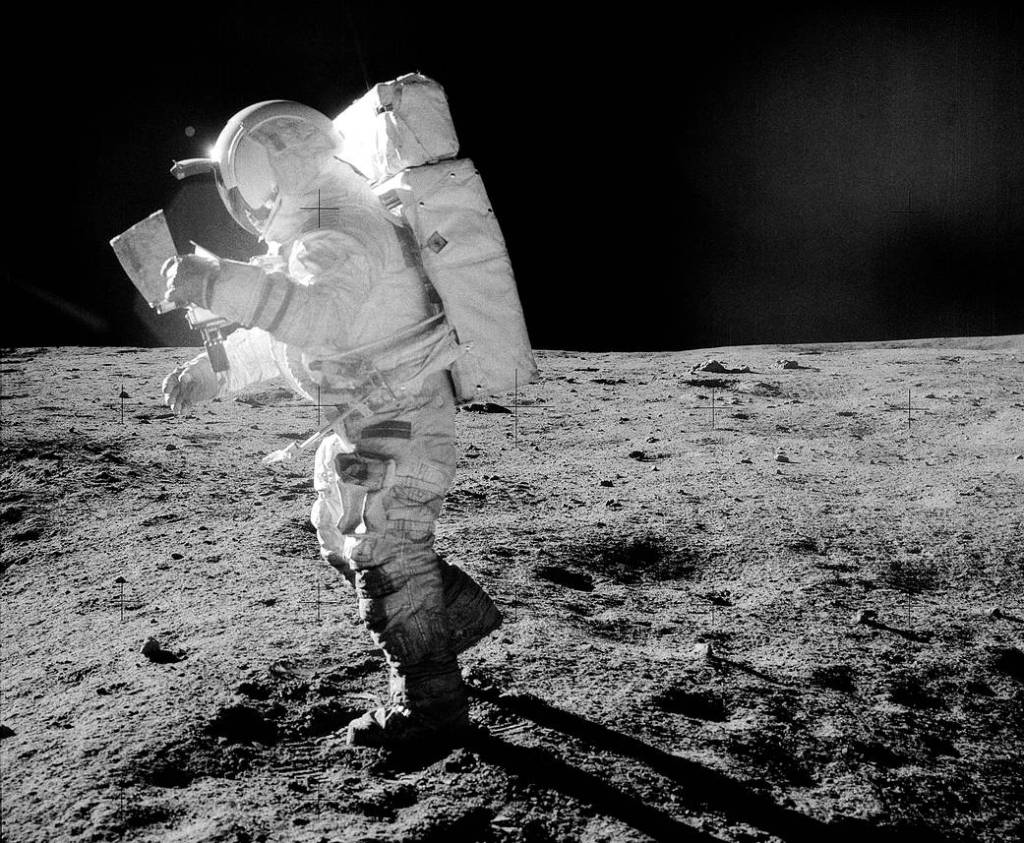 Edgar Mitchell Walks on Lunar Surface