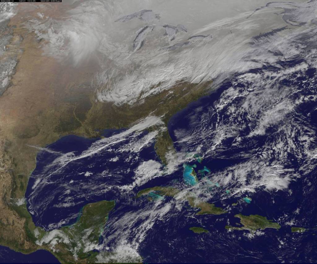 Satellite View of the Central and Eastern U.S. in the Deep Freeze