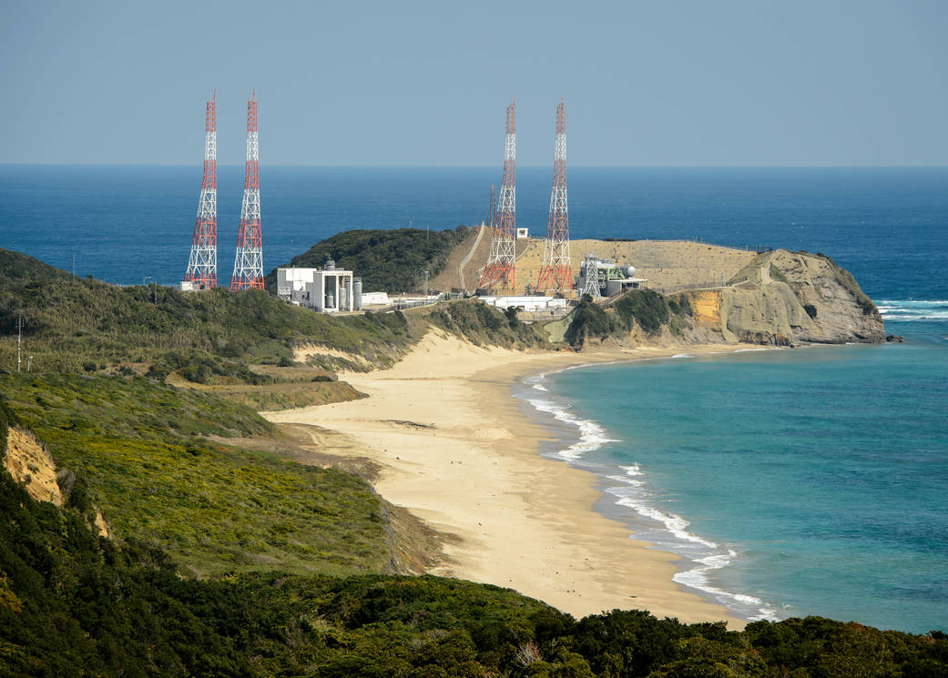 The launch pads at the Japan Aerospace Exploration Agency’s (JAXA) Tanegashima Space Center are seen a week ahead of the plann