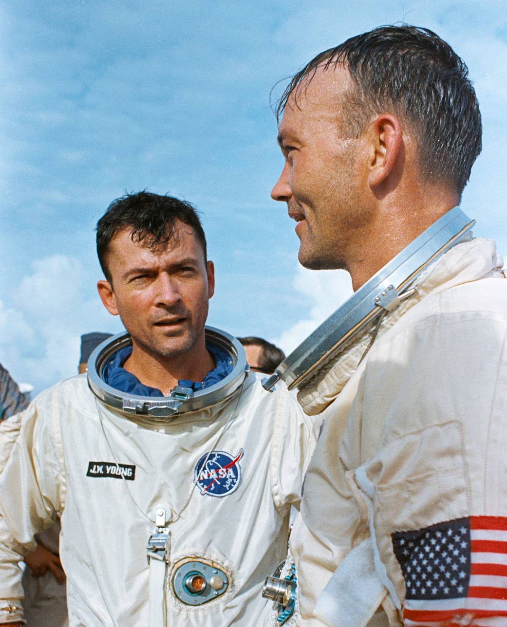 John Young and Mike Collins on the USS Guadalcanal