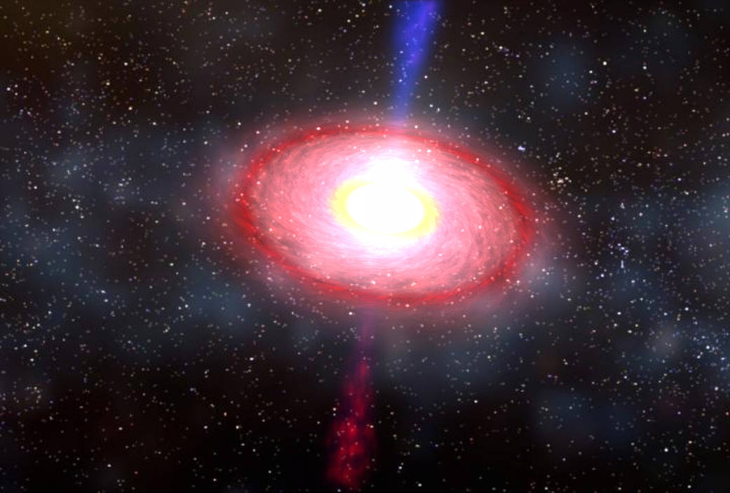 Artist concept of gamma ray burst erupting