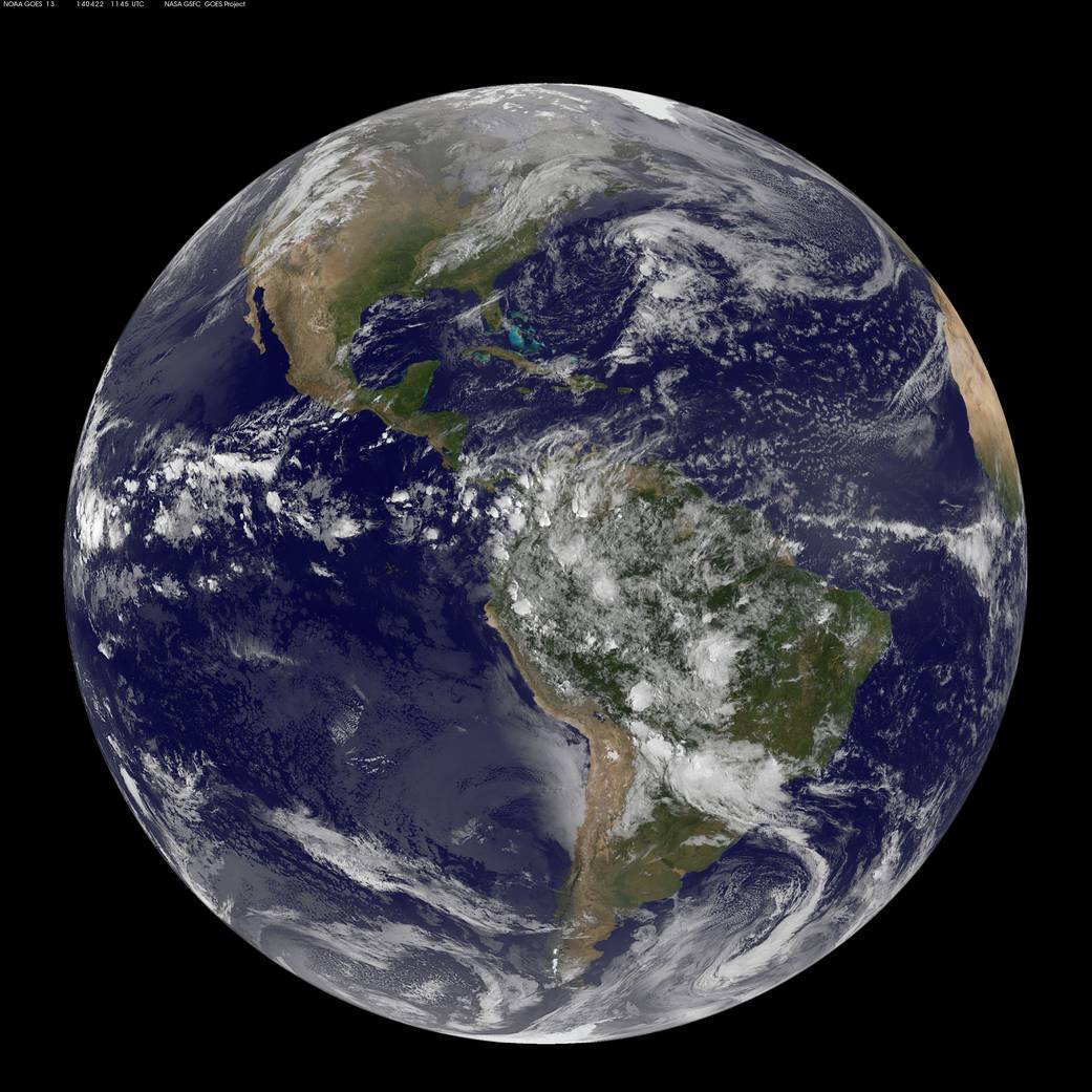 Full disc image of Earth from satellite in orbit