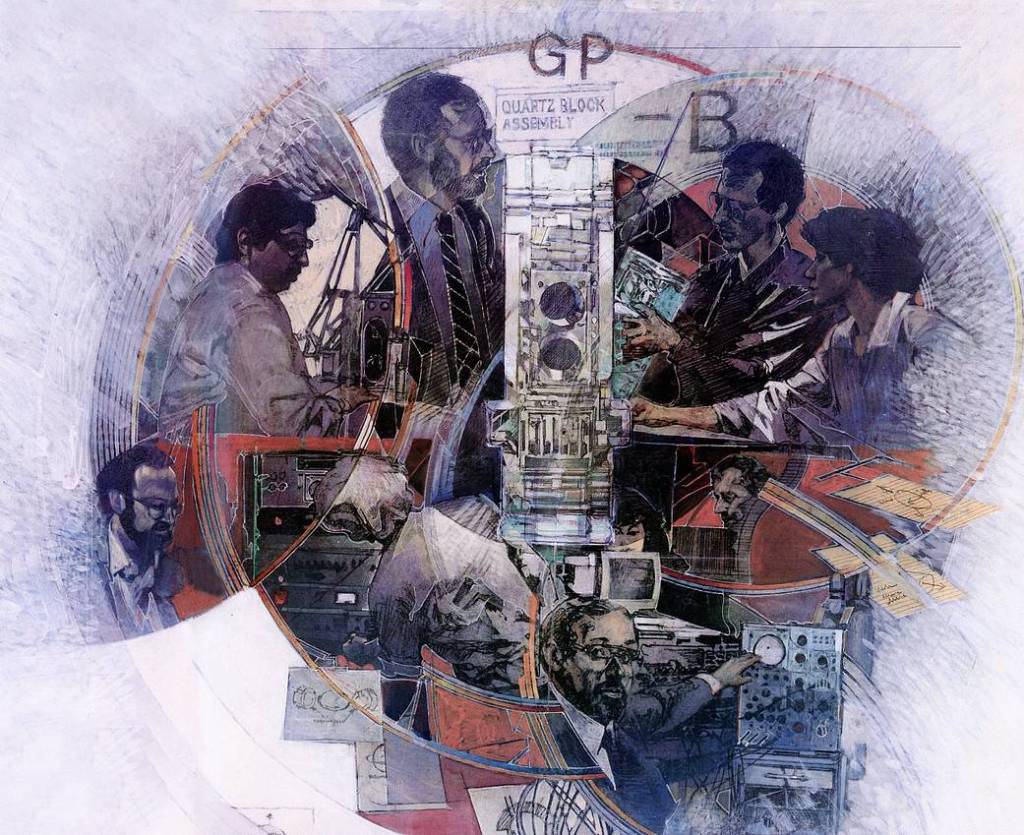 Artwork by Barron Storey of Gravity Probe B: Team Members