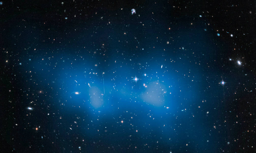 This is a Hubble image of the most massive cluster of galaxies ever seen to exist when the universe was just half its current ag