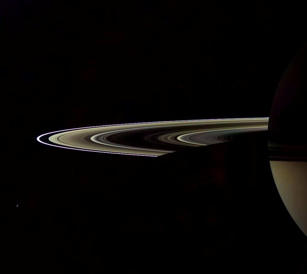Sepia toned rings of Saturn against space
