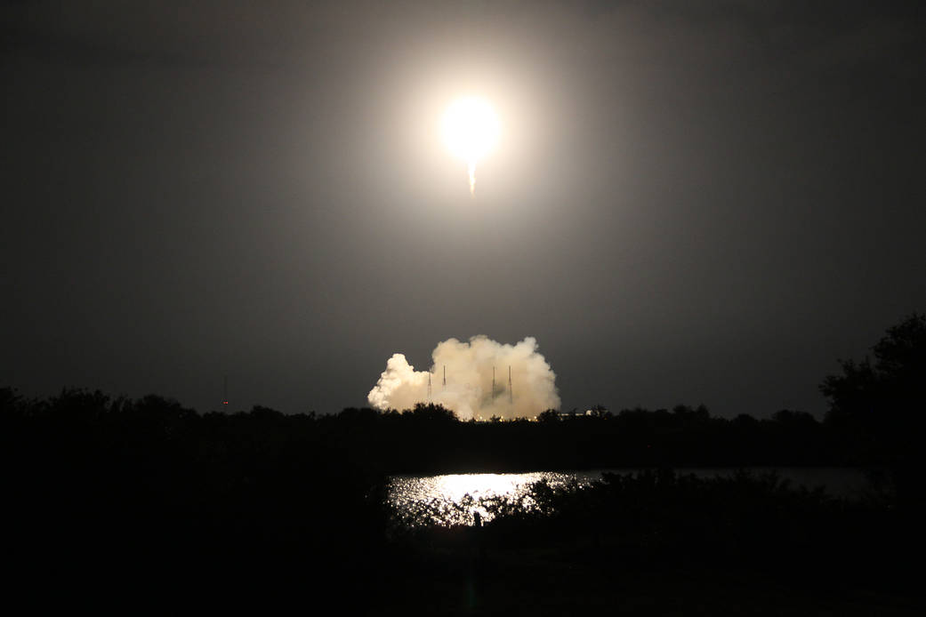 SpaceX's Falcon 9 rocket lifts off from Space Launch Complex 40 at Cape Canaveral Air Force Station carrying the Dragon resupply