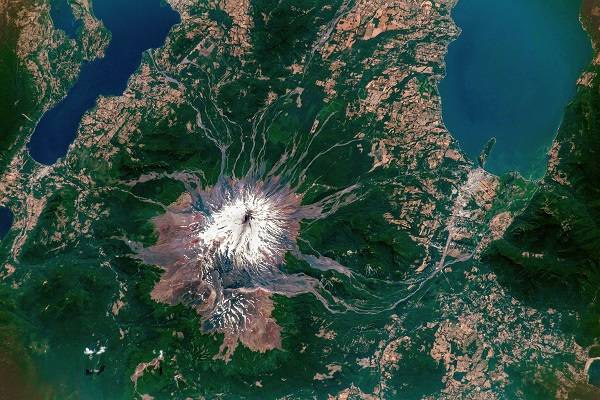 image of a volcano as seen from the space station