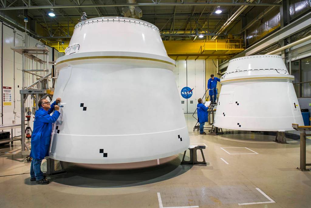 Nozzle Assemblies Complete for Exploration Mission-1 Solid Rocket Boosters