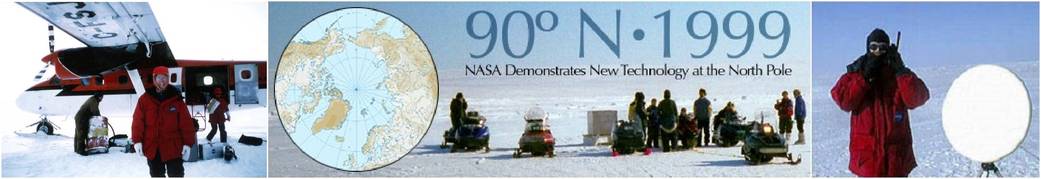 April 1999 - NASA banner used for npole expedition and dish phone