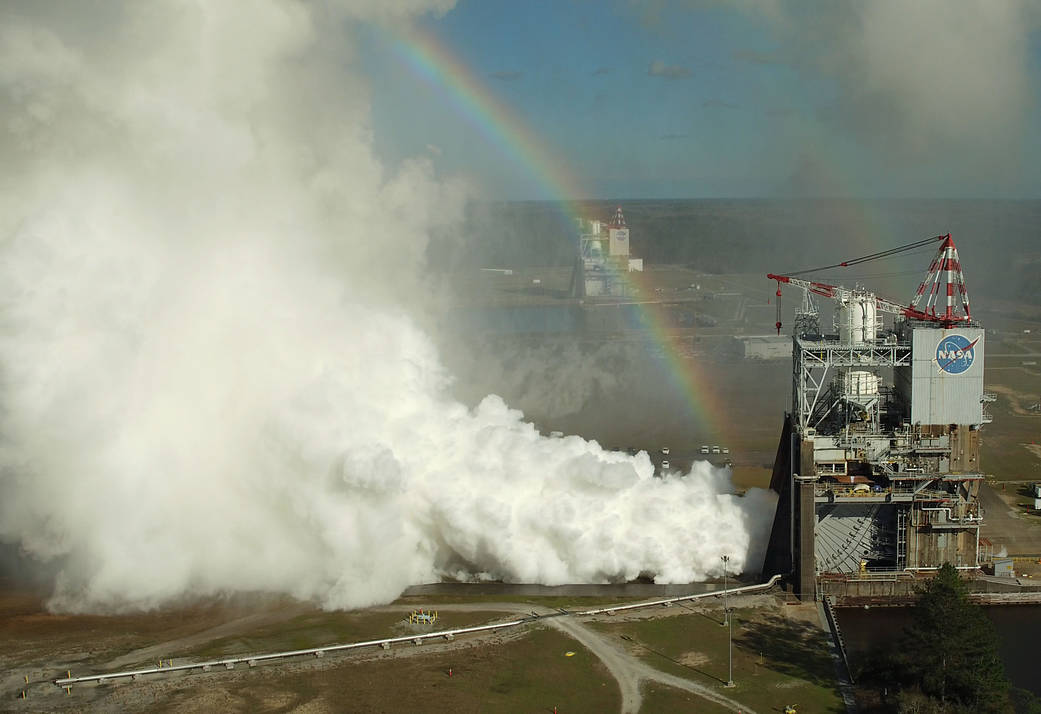 the first RS-25 test of the year on the A-1 test stand at NASA’s Stennis Space Center