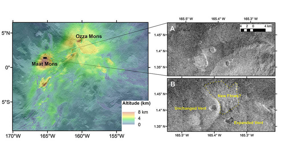 Altitude data for the Maat and Ozza Mons region on the Venus surface