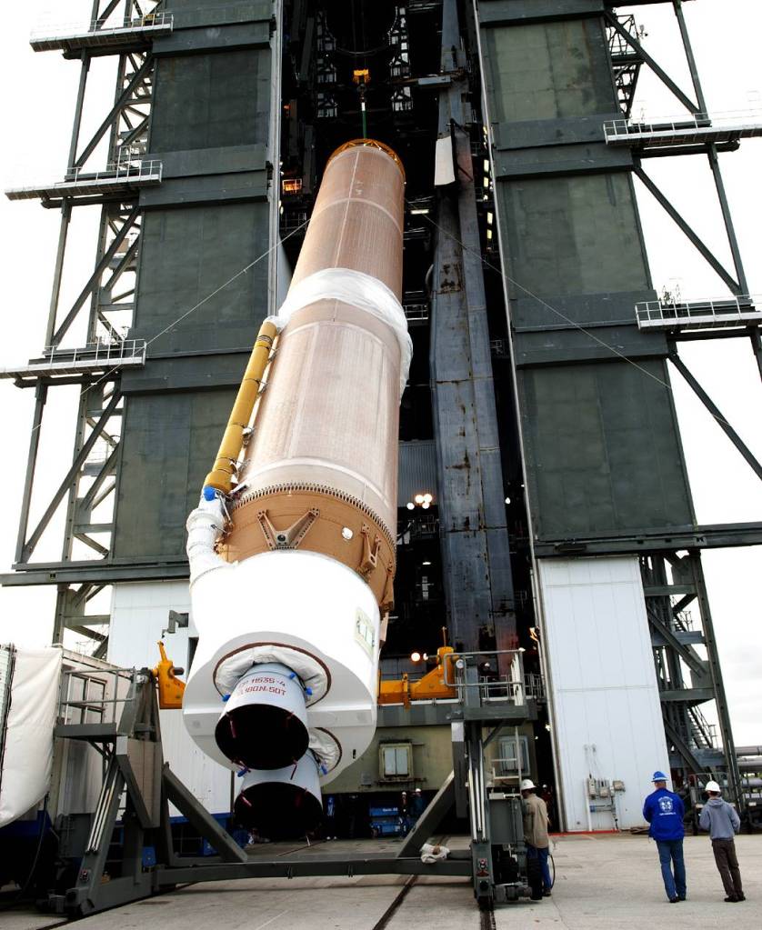 Atlas V Booster Stacked for TDRS-L