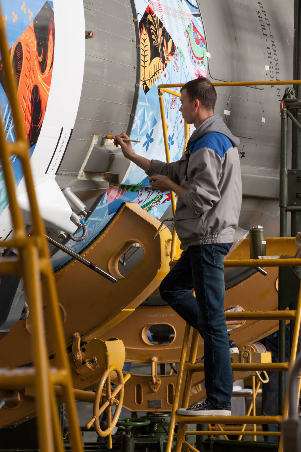 Workers Prepare Soyuz for Launch