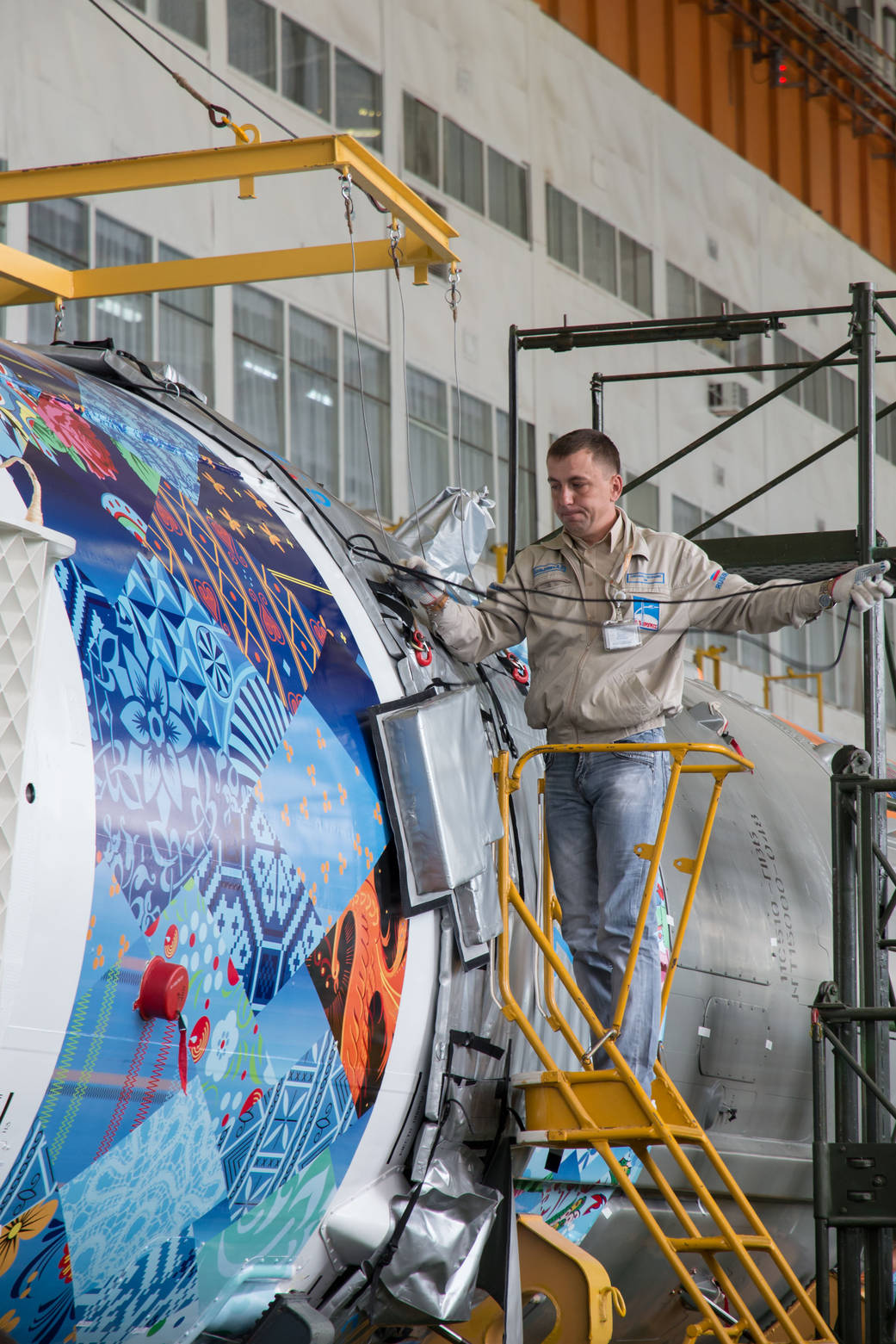 Workers Prepare Soyuz for Launch