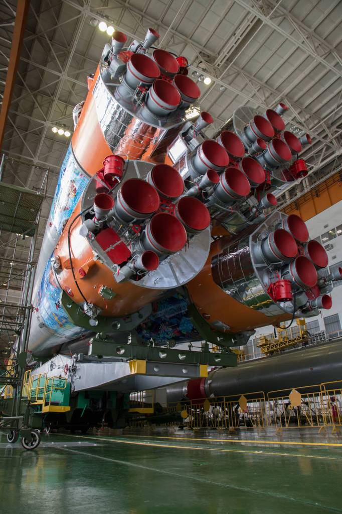 Workers Prepare Soyuz for Launch