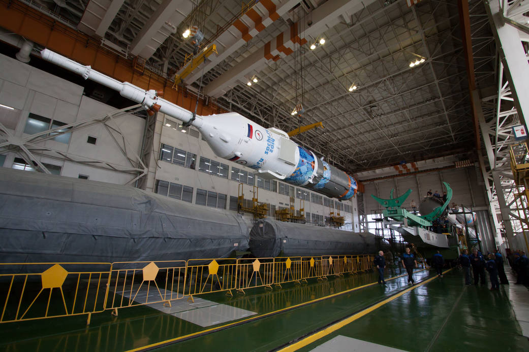 Workers Prepare Soyuz for Launch