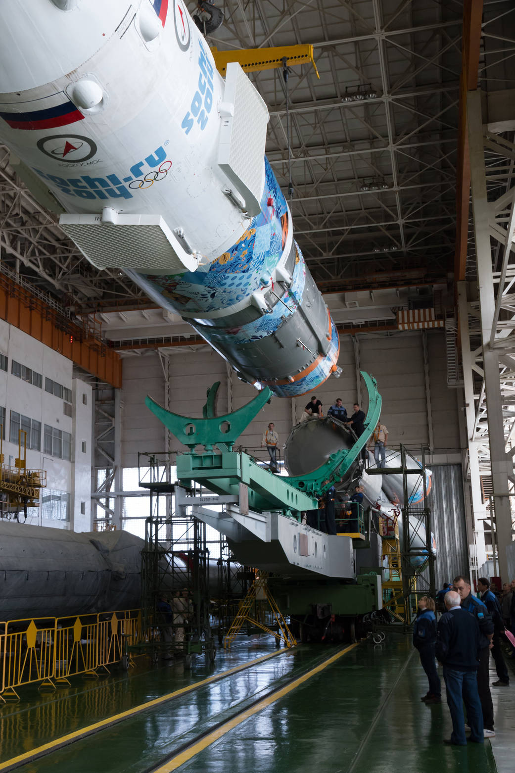 Workers Prepare Soyuz for Launch