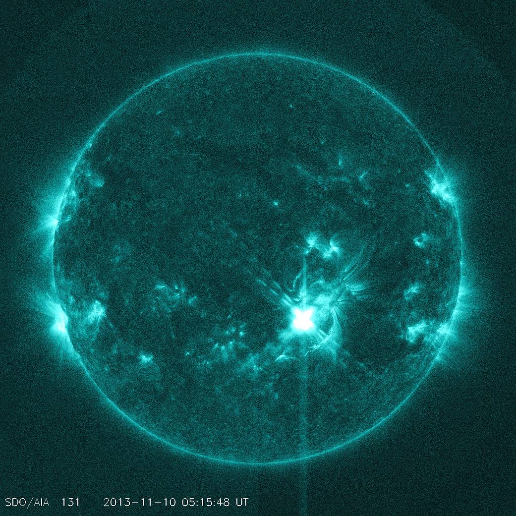 SDO captured this image of an X1.1 class flare in the early hours of Nov. 10, 2013.