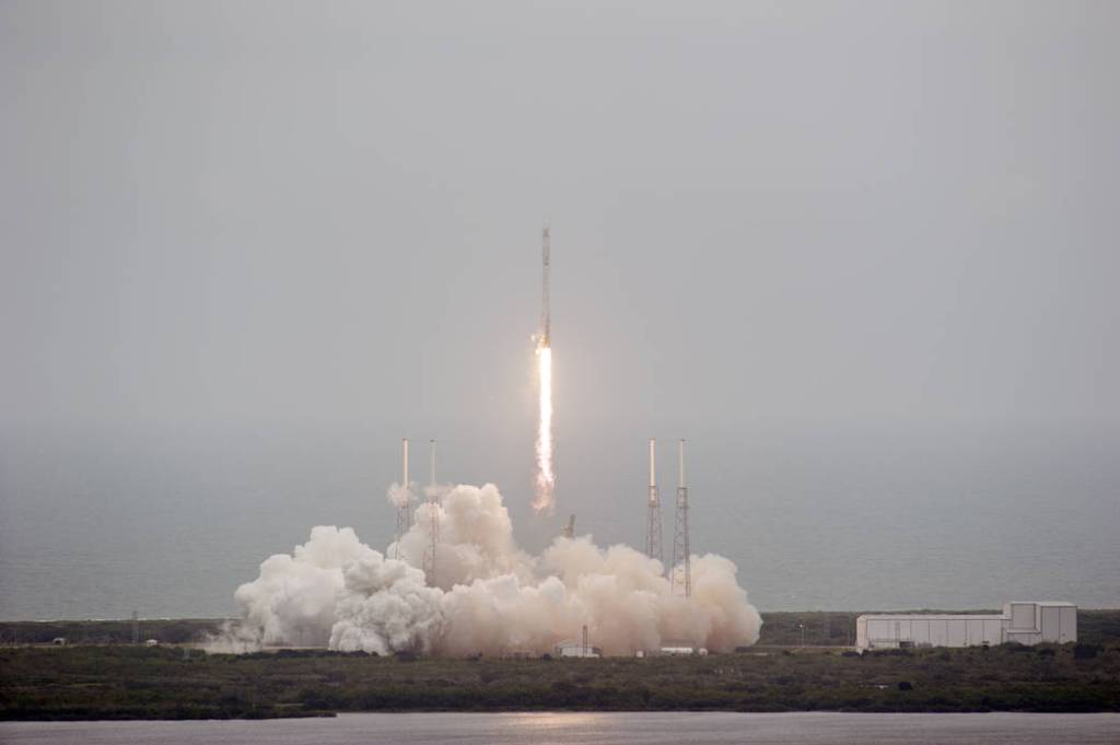 Liftoff of SpaceX Falcon 9 Rocket Carrying Dragon Resupply Spacecraft