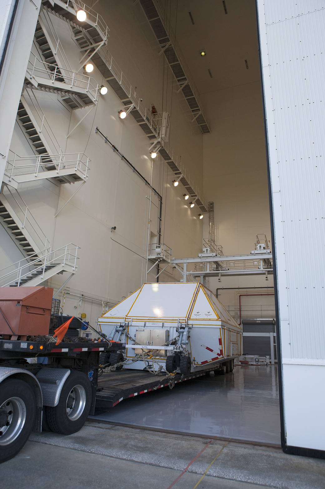 Orion arrives at the Launch Abort System Facility