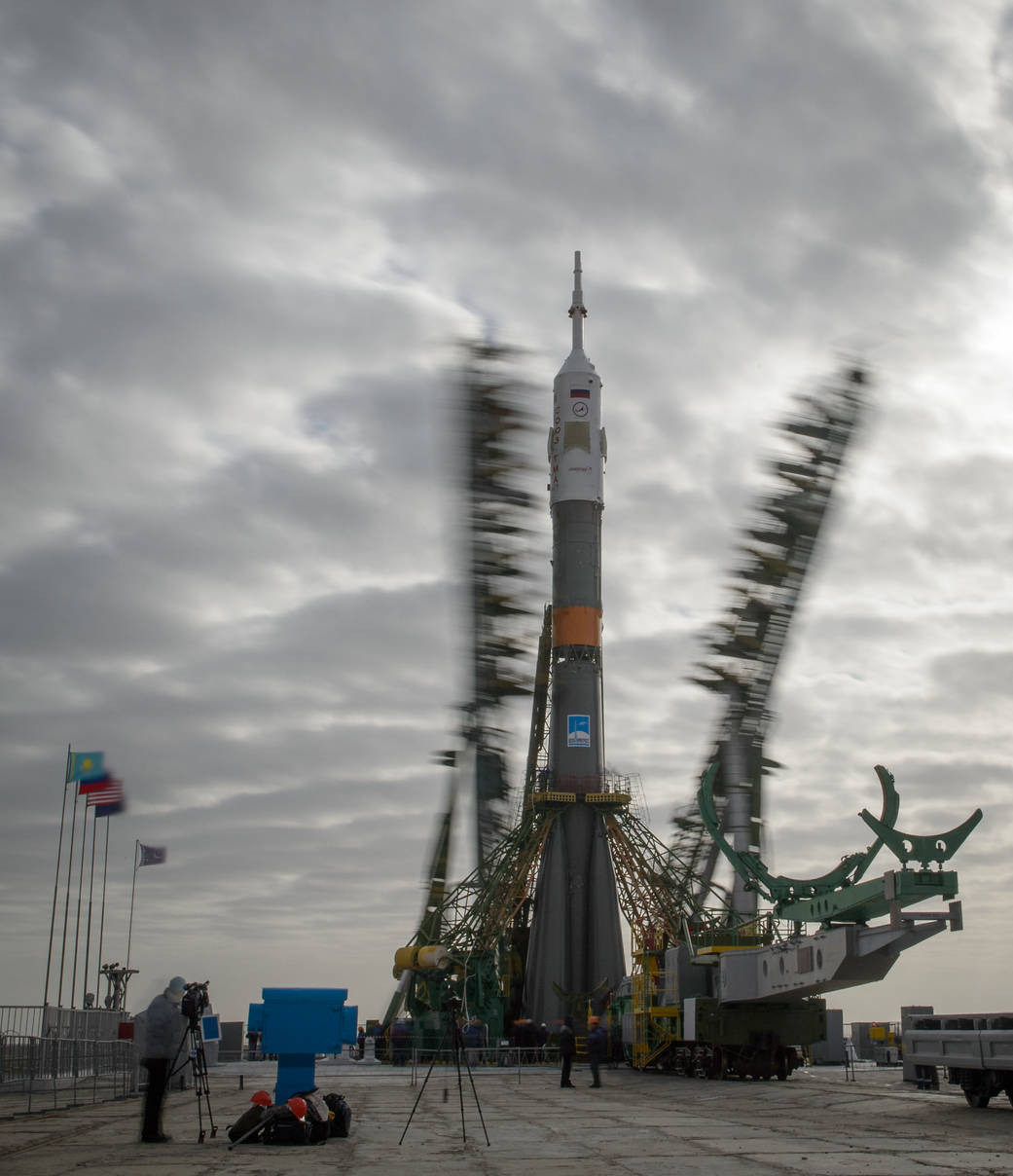 Gantry Arms Close Around Soyuz