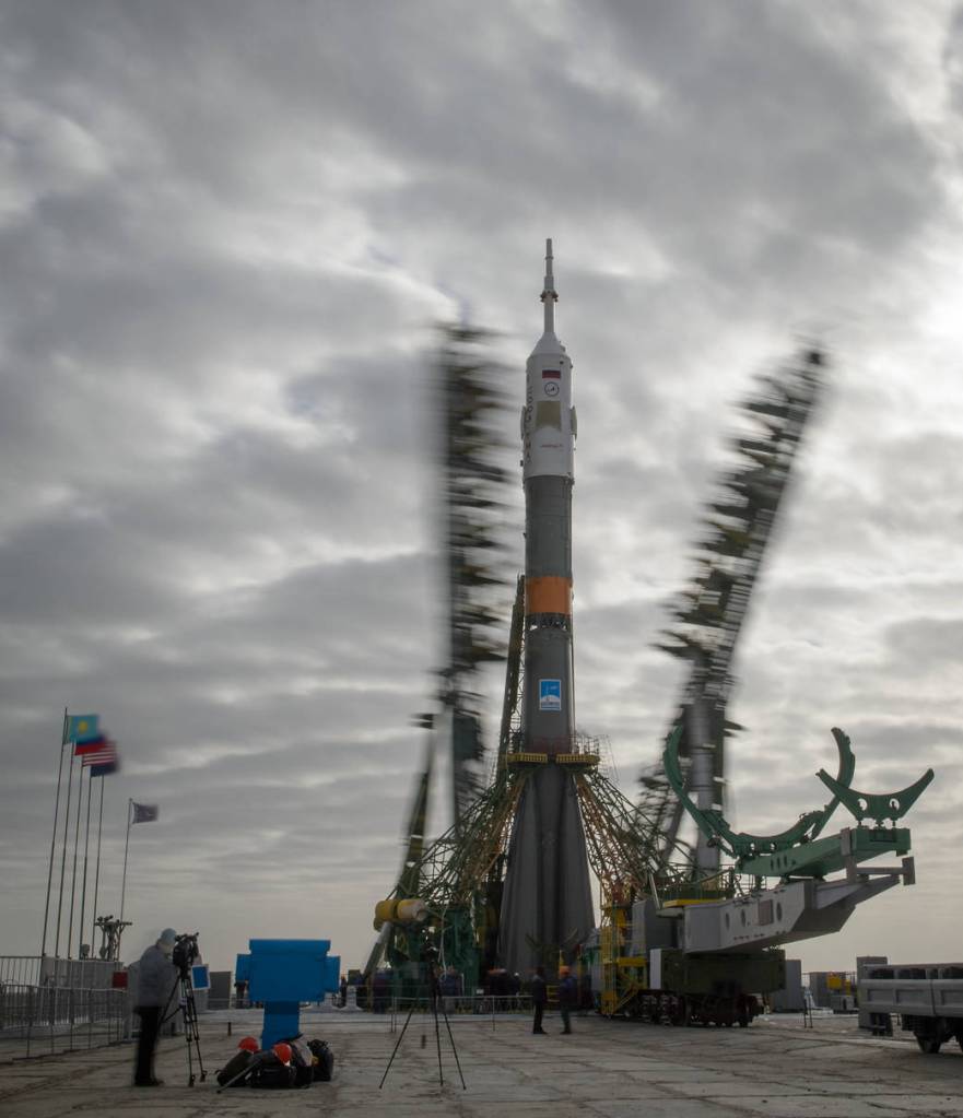 Gantry Arms Close Around Soyuz