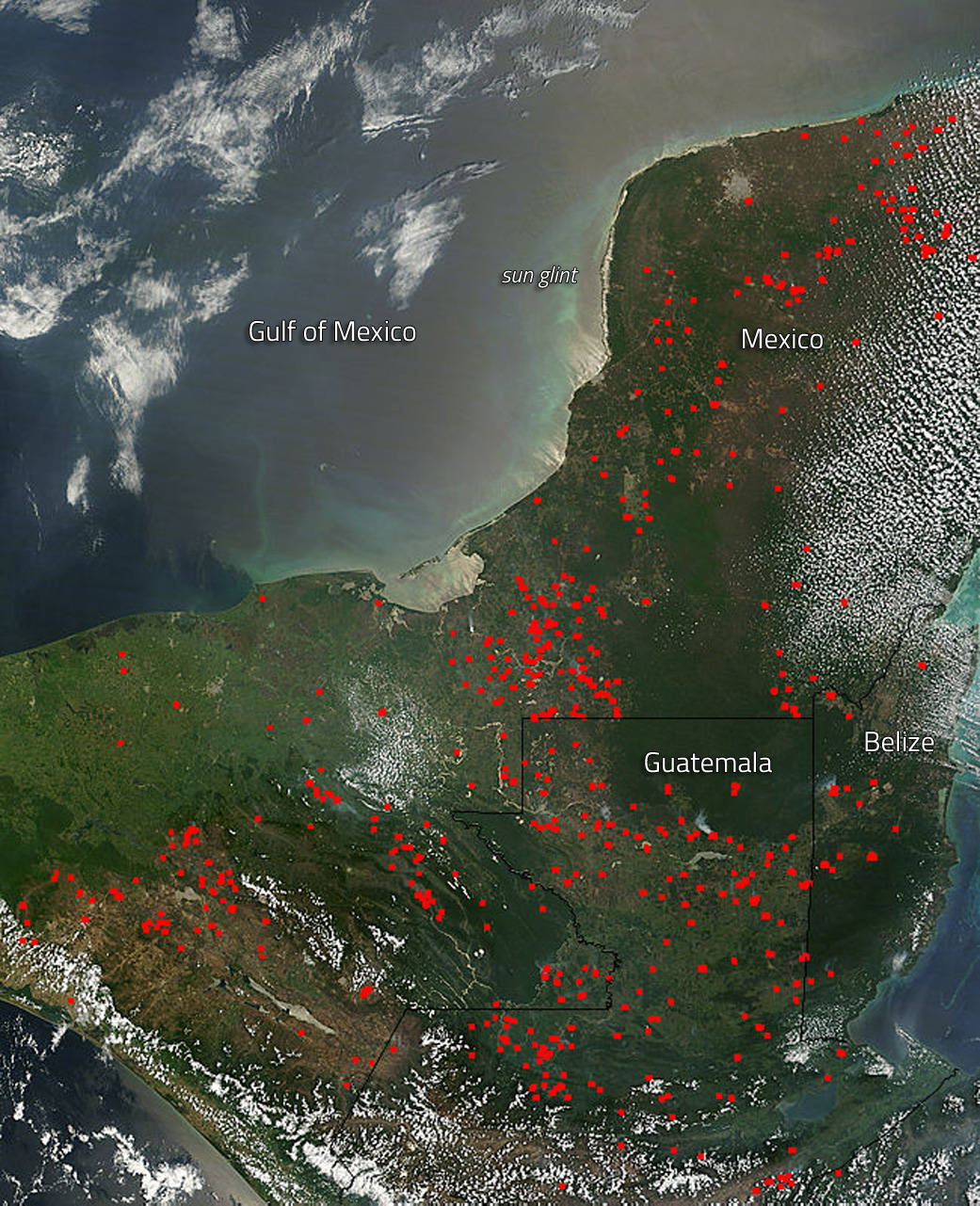 Fires in the Yucatan Peninsula April 2015