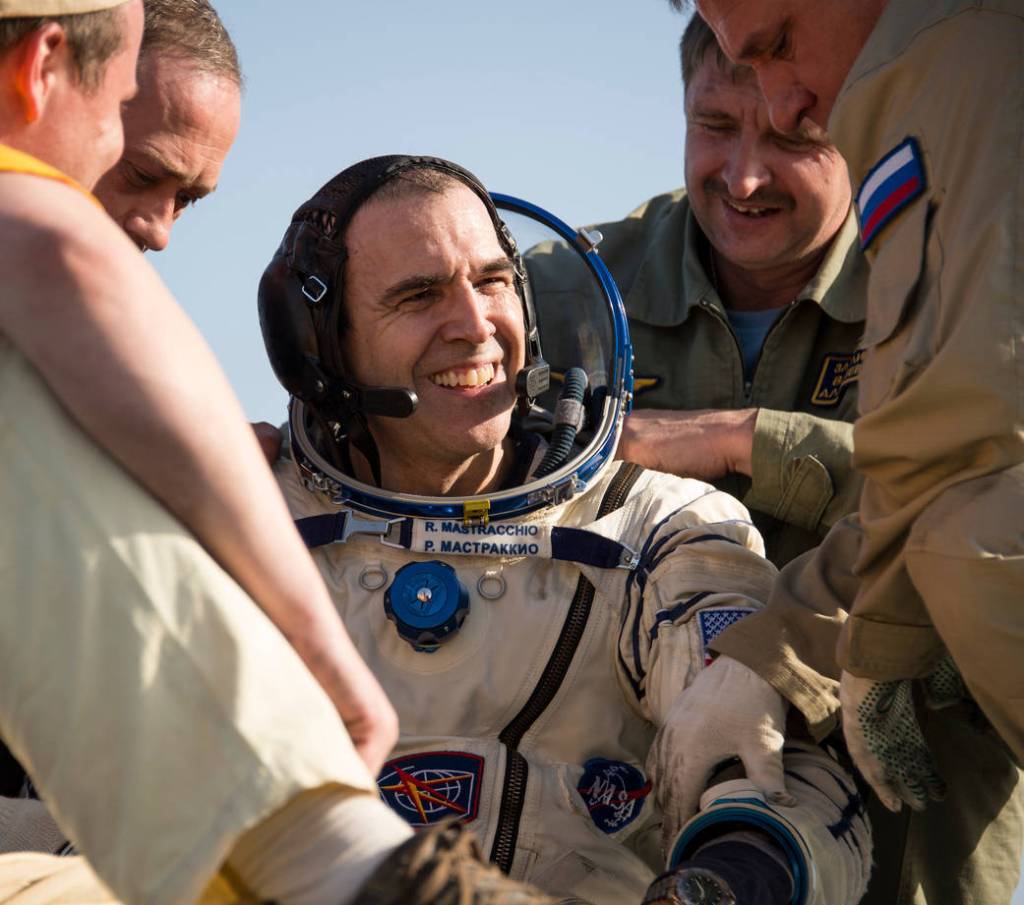 Rick Mastracchio is Helped Out of the Soyuz