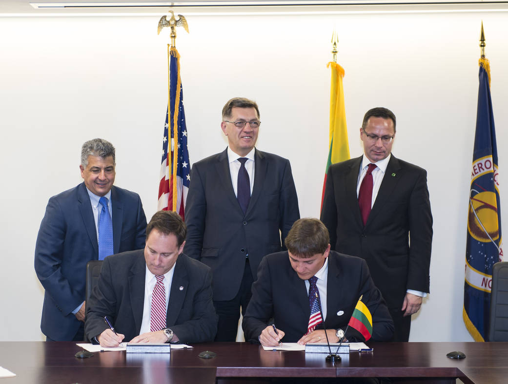 Signing of NASA's International Internship Program agreement at NASA Headquarters, Washington, DC.