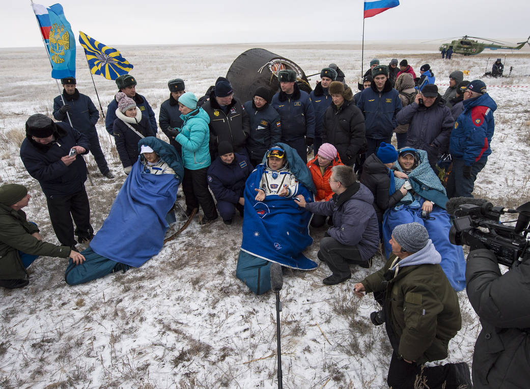 Expedition 41 crew after landing