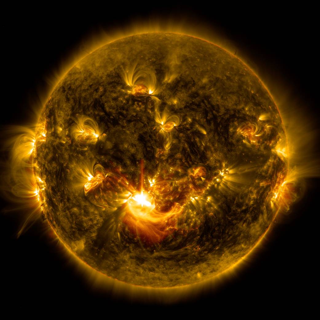 The sun release an M8.7-class solar flare just before midnight on Dec. 16, 2014.
