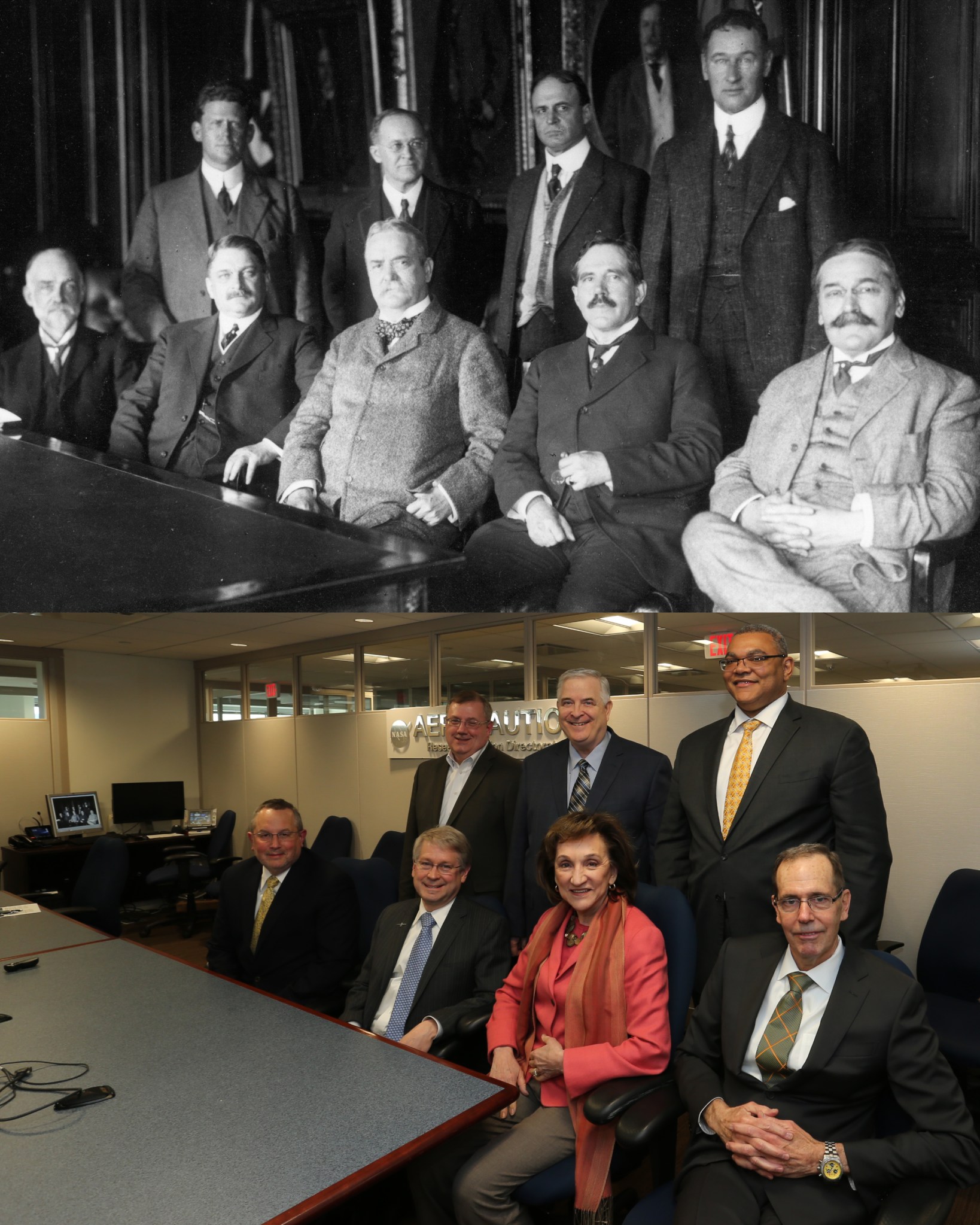 NAC 2015 Committee meeting members photo on the bottom with a photo of the original black and white NAC members on top.