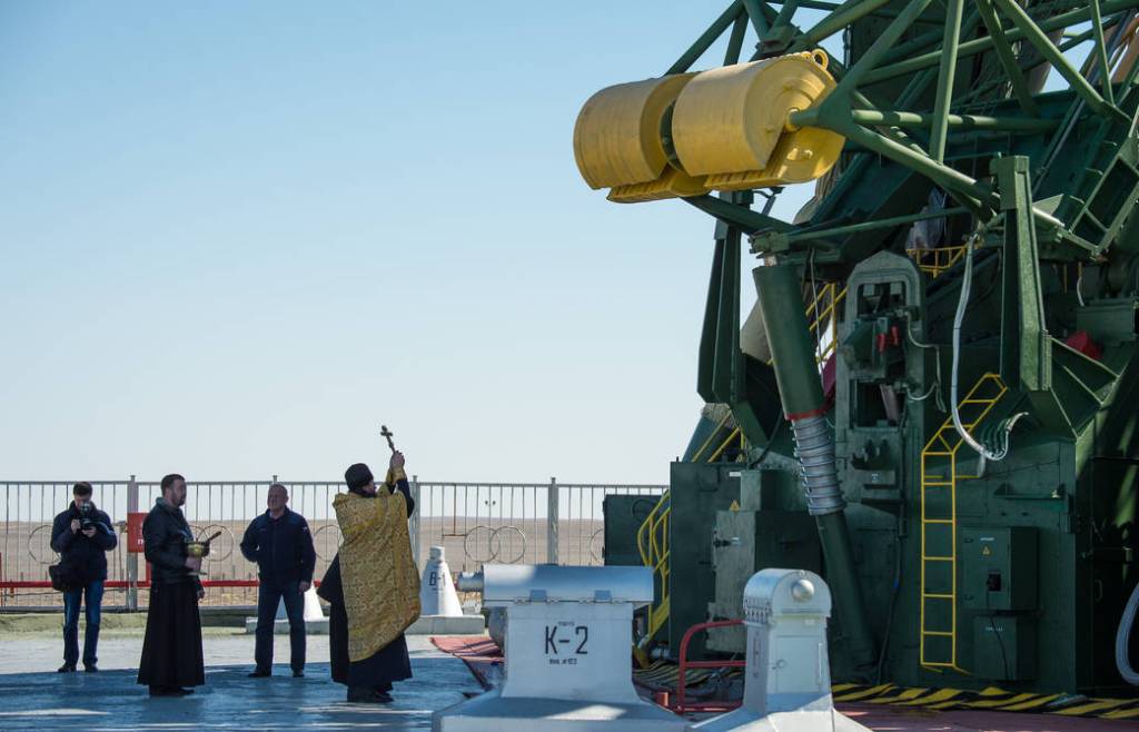 An Orthodox Priest Blesses the Soyuz Rocket