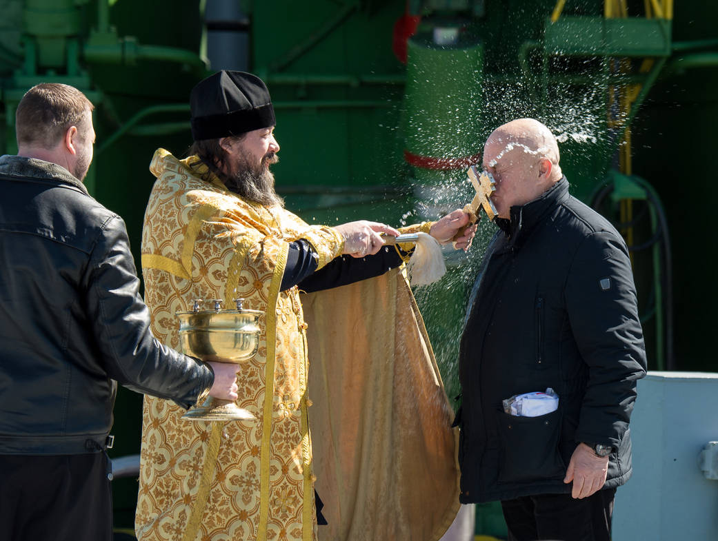 An Orthodox Priest Blesses Sergey Semchenko