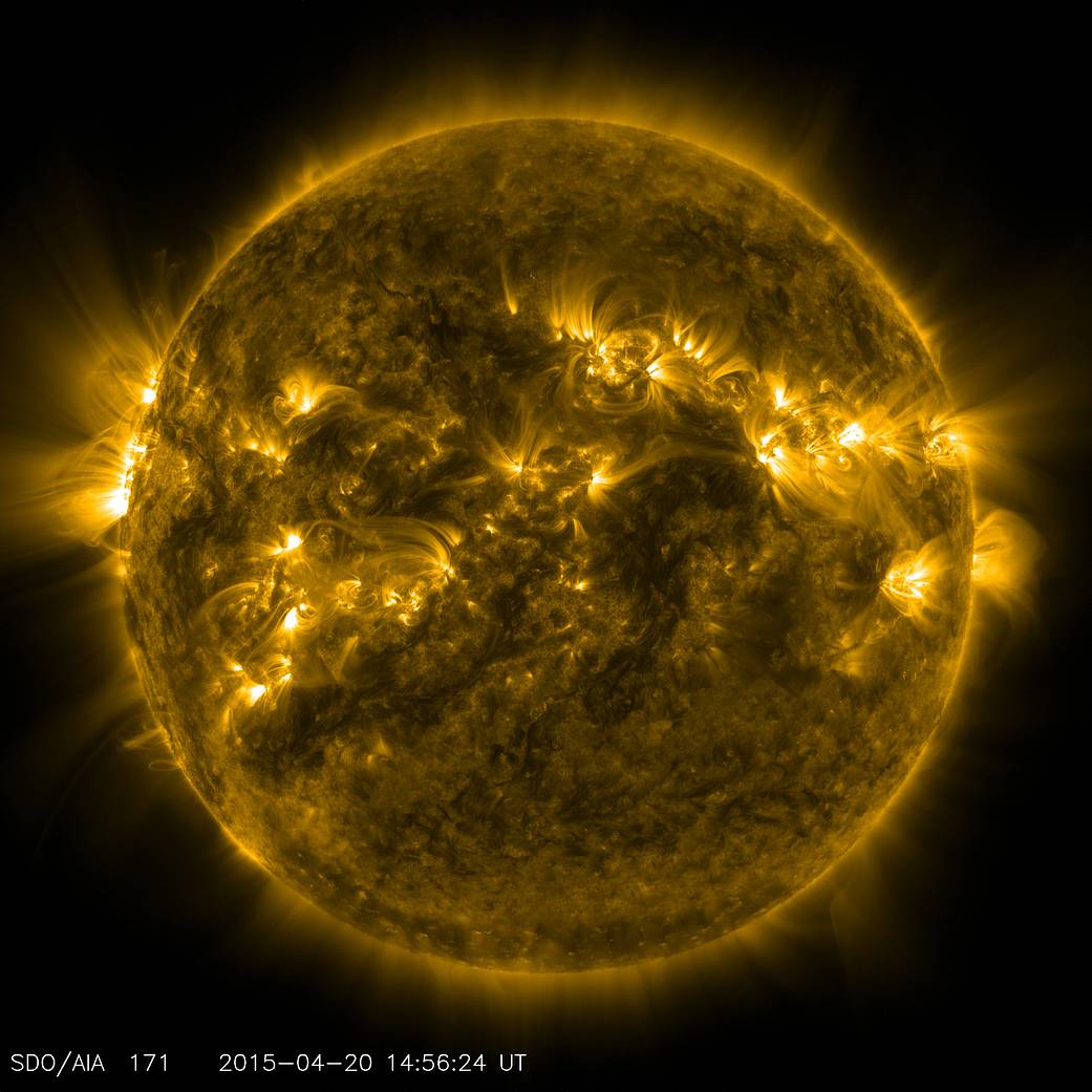 Bright spots and illuminated arcs of solar material hovering in the sun's atmosphere highlight what's known as "active regions".