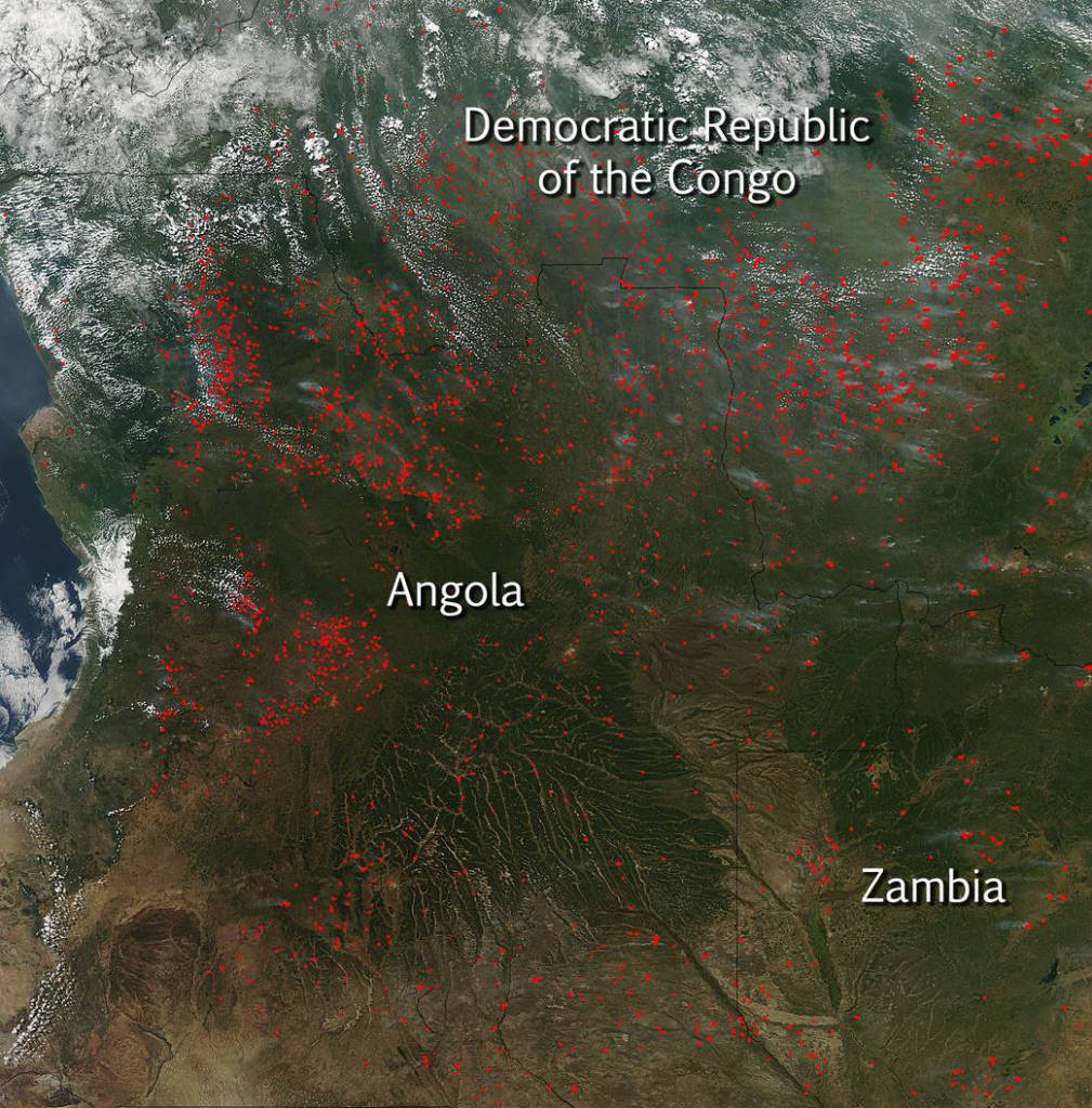 Agricultural Fires in Angola, West Africa