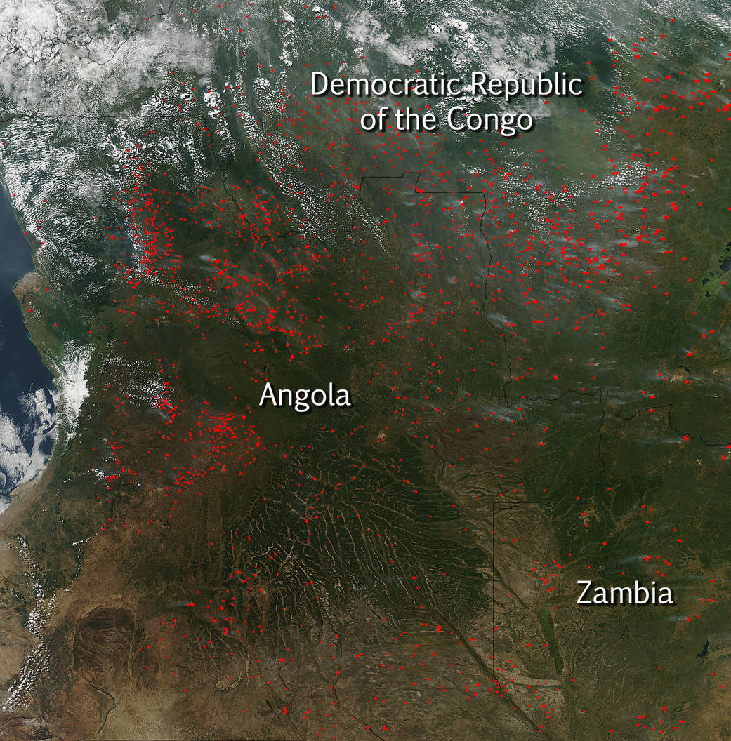 MODIS image of Angolan fires