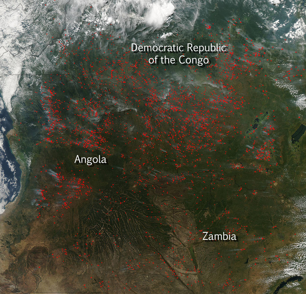 Agricultural fires in Angola