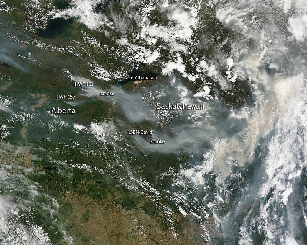 MODIS image of Canadian wildfires
