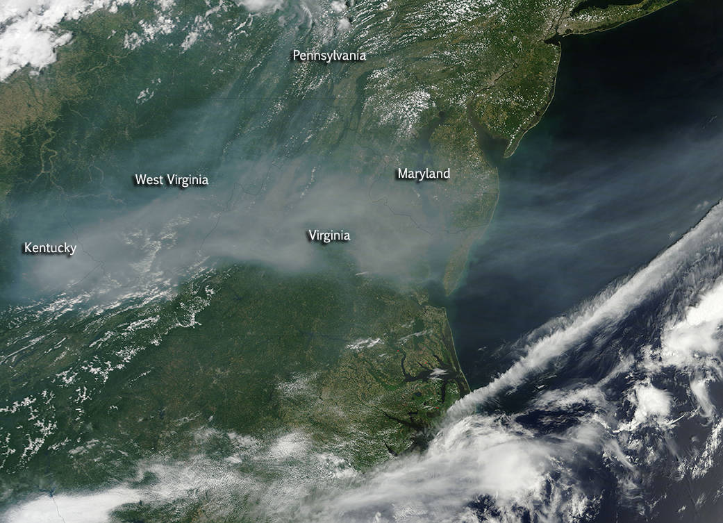 Canadian smoke over U.S. Mid-Atlantic