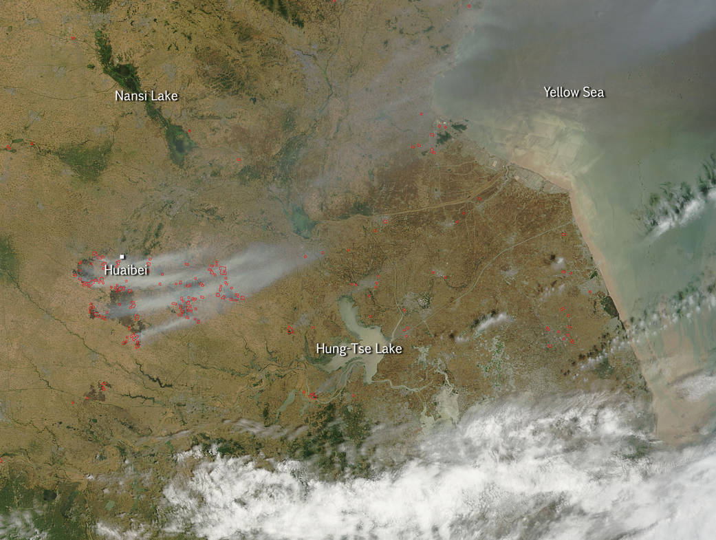 MODIS image of fires in China