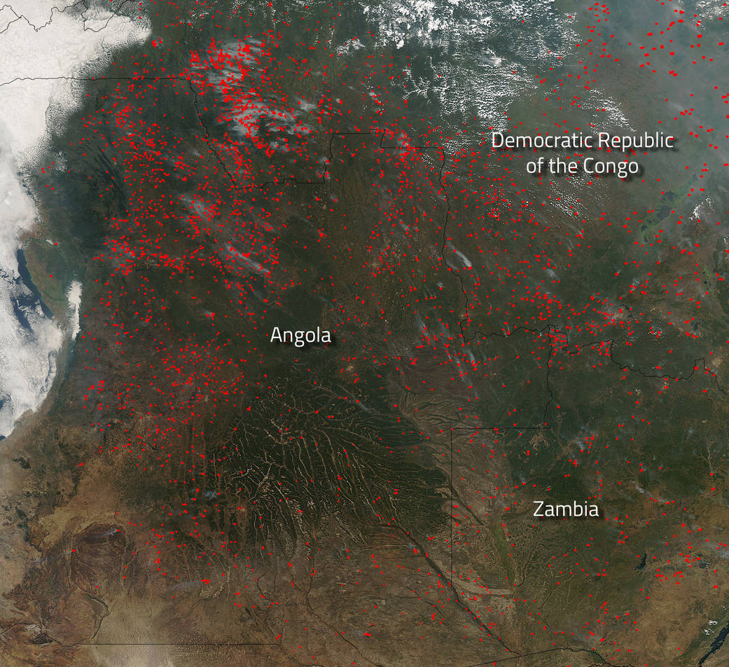 Agricultural fires in Angola