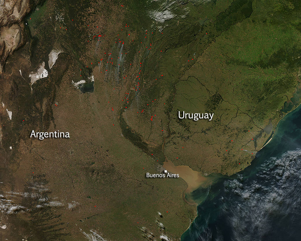 Fires in Argentina and Uruguay